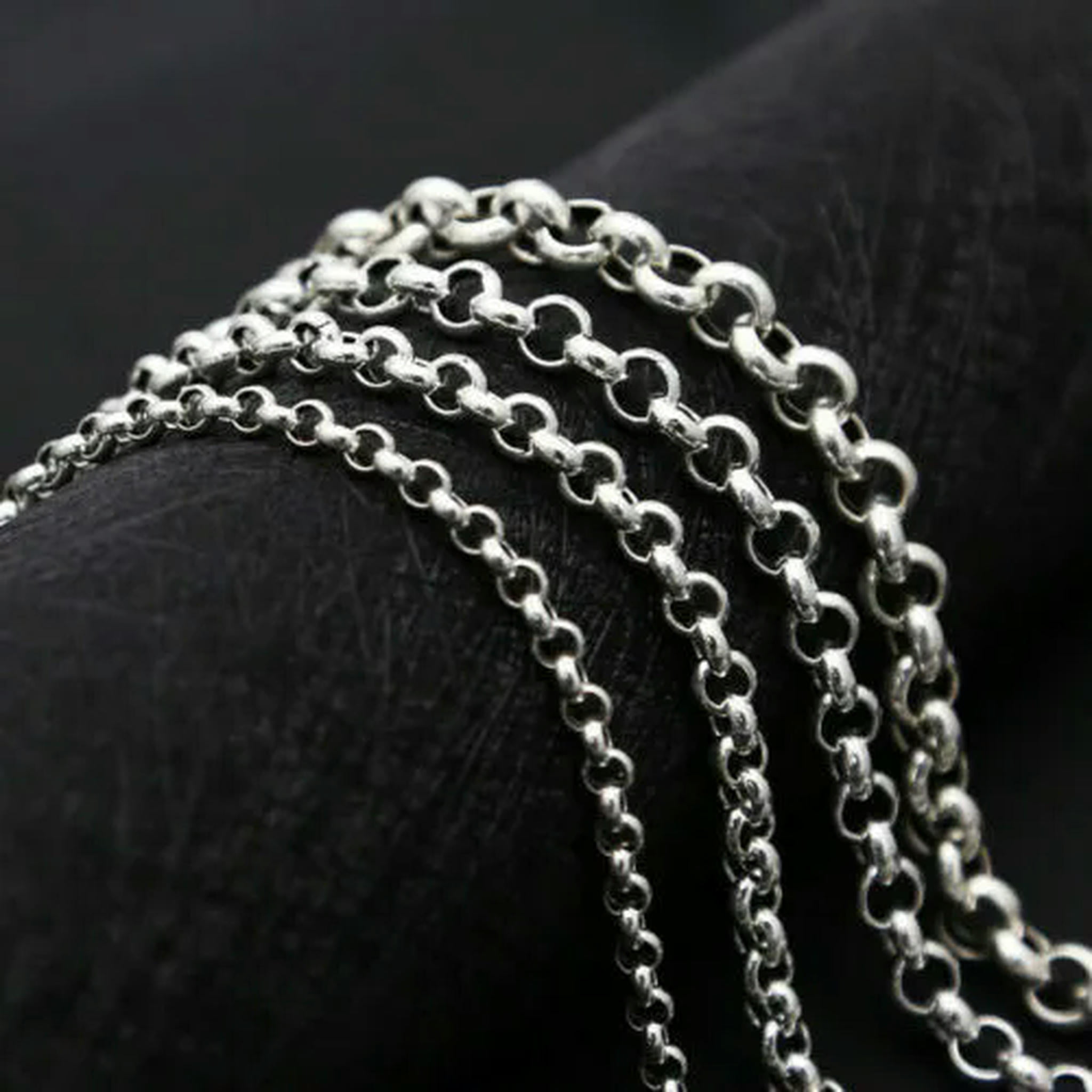 K Ked Pure Silver Chain For Women Men Rolo Link Sterling Silver 925