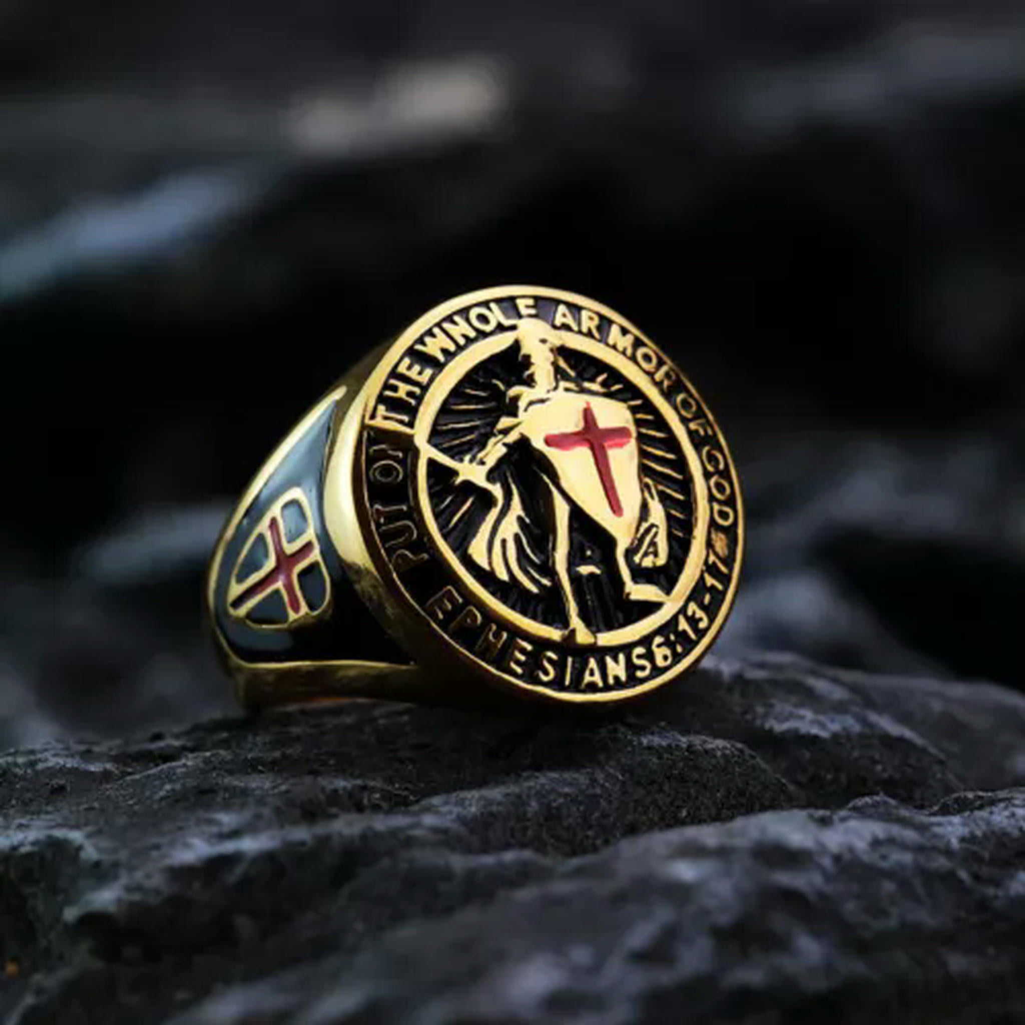 K-KED Put on the Whole Armor of God Ring Stainless Steel Sword Shield ...