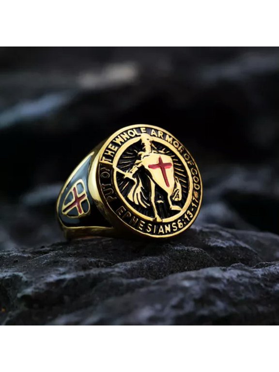 Put on the Whole Armor of God Ring Stainless Steel Sword Shield Warrior Ring-9