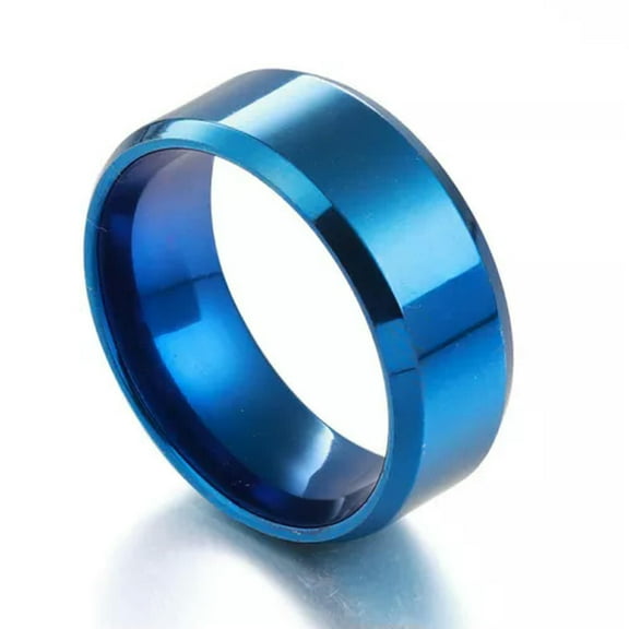 K-KED Rainbow Colorful Titanium Steel Ring Wedding Band Ring 6mm Women Men Jewelry-10-#3 Blue / 8MM