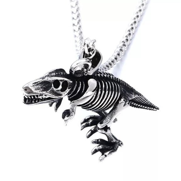 K-KED Raptors Dinosaur Bone Pendant Necklace Men Stainless Steel Jewelry