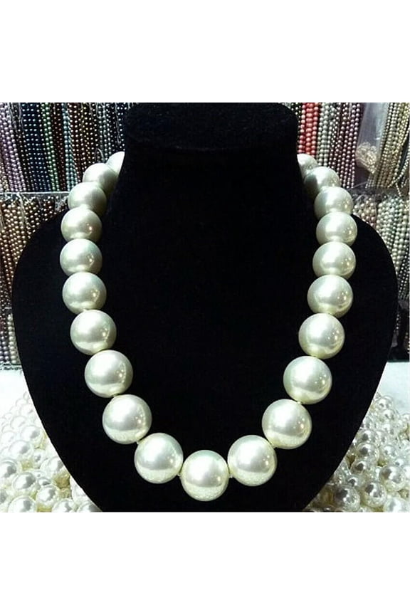 Rare Huge 18mm South Sea White Shell Pearl Necklace AAA 19 Inches