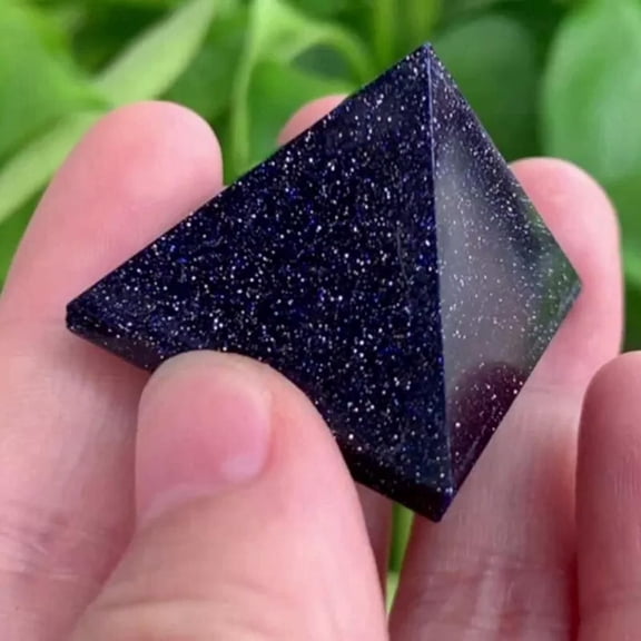 K-KED Raw Natural Blue Sandstone Quartz Crystal Healing Tower Pyramid Rock Decor Gift-default