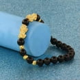 thumbnail image 1 of K-KED Real 24K Yellow Gold Bracelet For Women 6mm Black Agate 4mm Gold Beads Link-19cm/7.5inch, 1 of 6