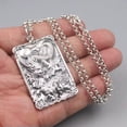 thumbnail image 1 of K-KED Real 925 Silver Pendant Dragon Pattern Plate Lucky Pendant 56*30mm 3.5mm 26inchL-Pendant and chain 26inch, 1 of 6