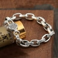 thumbnail image 1 of K-KED Real 925 Sterling Silver Bracelet Thai Silver Sutra Six Mantra Vajra Clasp 7-9in-8inch, 1 of 6