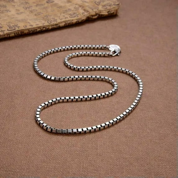 K-KED Real 925 Sterling Silver Chain For Women Men 4mm Box Link Necklace Bracelet -20cm=7.87inch-16-17g