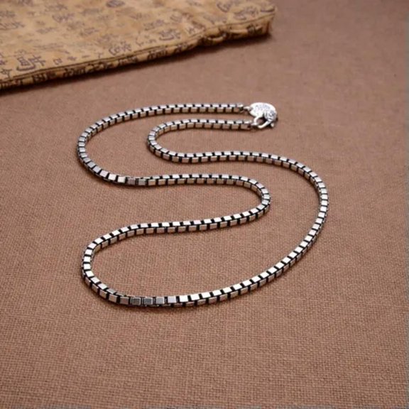 K-KED Real 925 Sterling Silver Chain For Women Men 4mm Box Link Necklace Bracelet -70cm=28inch-51-54g
