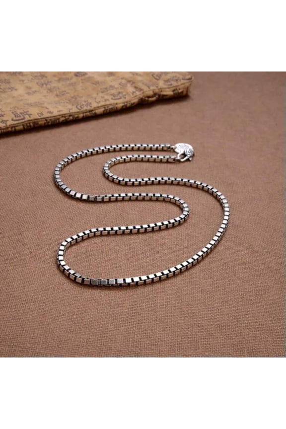 Real 925 Sterling Silver Chain For Women Men 4mm Box Link Necklace Bracelet -70cm=28inch-51-54g