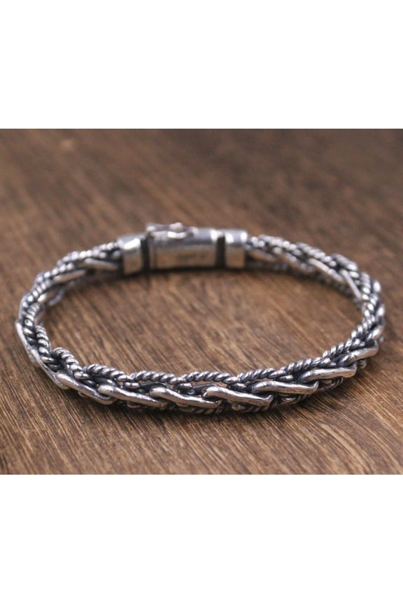 Real 925 Sterling Silver Chain Men Women Lucky Twist Rope Braided Bracelet
