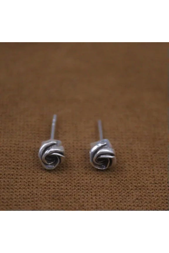 Real 925 Sterling Silver Earrings Stud Rose Flower Earrings One Pair Vintage