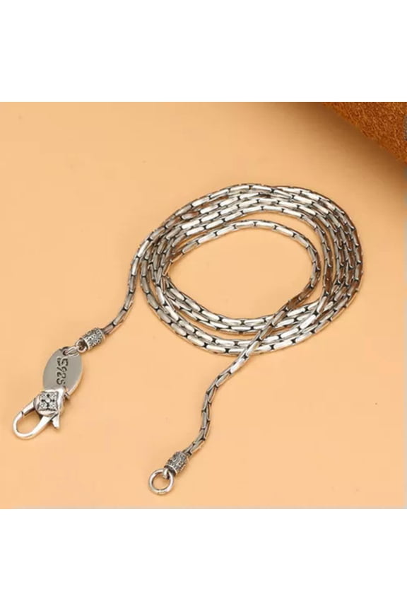 Real 925 Sterling Silver Necklace For Women Men 1.5mm Long Bead Snake Chain-20inch-9-10g