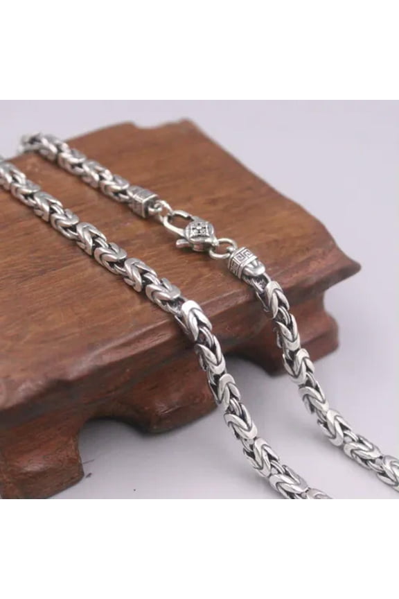 Real 925 Sterling Silver Necklace Men Women 4mm Byzantine Chain Link -55cm/22inch