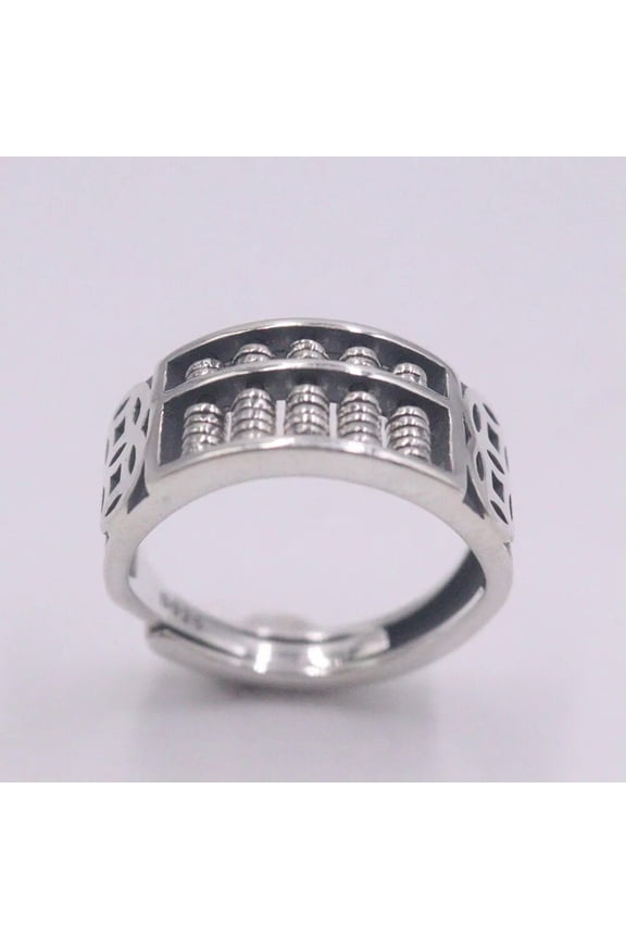 Real 925 Sterling Silver Ring 9mm Abacus Men Women Band Ring US Size 8-11