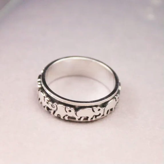 K-KED Real 925 Sterling Silver Ring For Men Vintage Silver Ring Size 8-12 Elephant-8