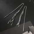 thumbnail image 1 of K-KED Real 925 Sterling Solid Silver lONG Pull Through Dangle Threader Earrings, 1 of 6