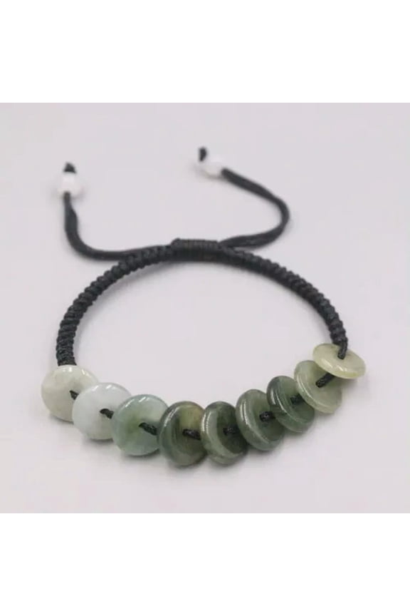 Real Jade Jadeite Bracelet Luck Bead Many For Women Female Weave Bracelet Gift-Black Rope