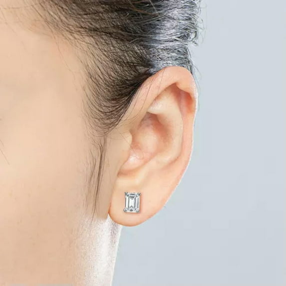 K-KED Real Moissanite Solitaire Stud Earrings - GRA Certified D VVS1 Sterling Silver