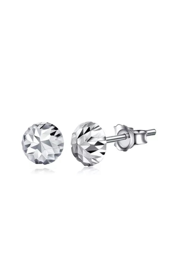 Real Platinum 950 Earrings Woman's 4mm 7mm Mushroom Style Lucky Earrings Stud-Half Ball-4mm/0.8-1g