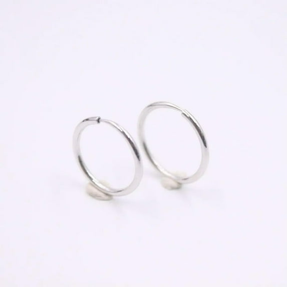 K-KED Real Platinum 950 Earrings Woman's Smooth Circle 1.1mmW Hoop Earrings 12mmDia