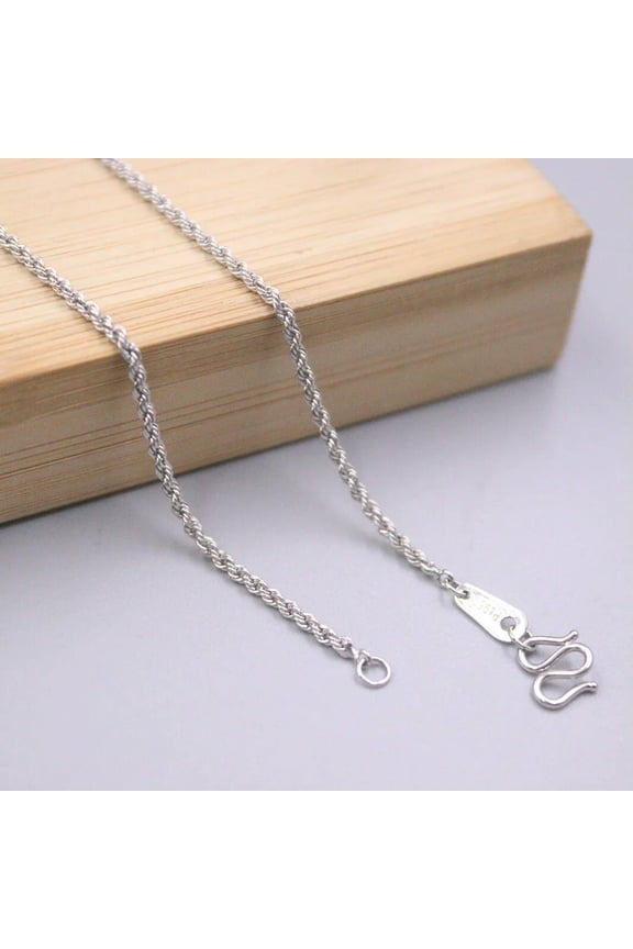 Real Platinum 950 Necklace For Men 2mm Width Rope Link Women's pt950 Chain 17inL