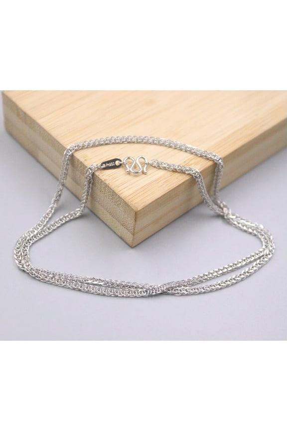 Real Platinum 950 Necklace For Women 2mm Wheat Link 18inch Pt950 Chain /8.5-8.8g