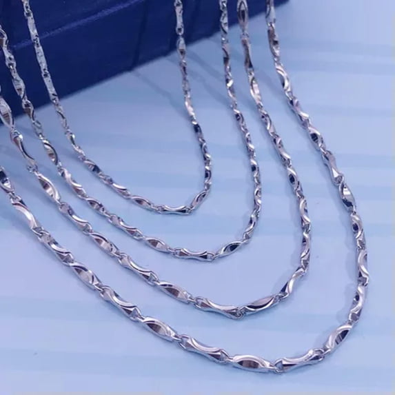 K-KED Real Pt950 Pure Platinum 950 Necklace For Women Yuanbao Shaped Solid Chain-18in-1.2mm-4.4-4.6g