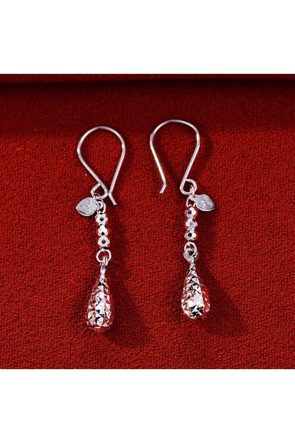 Real Pure Pt950 Platinum 950 Earrings Dangle Hollow Raindrop Earrings Hook Gift