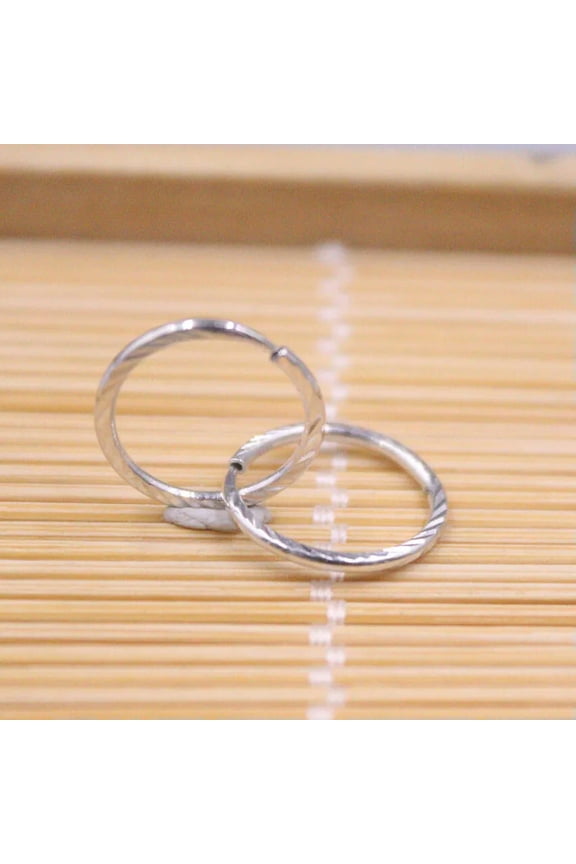 Real Pure Pt950 Platinum 950 Earrings Hoop Women's Carved Line Luck Earrings