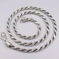 thumbnail image 1 of K-KED Real S925 Silver Necklace For Men 6mm Vintage Rope Link Chain 24inch Length, 1 of 5