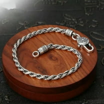 K-KED Real S925 Sterling Silver Bracelet For Women Men 3mm Twist Rope Link Bracelet-20cm/7.9inch-11-12g