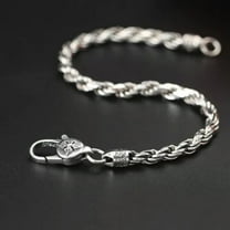 K-KED Real S925 Sterling Silver Bracelet Men Women 4mm Twist Rope Link Chain 7-8inch-18cm/7inch-12-13g