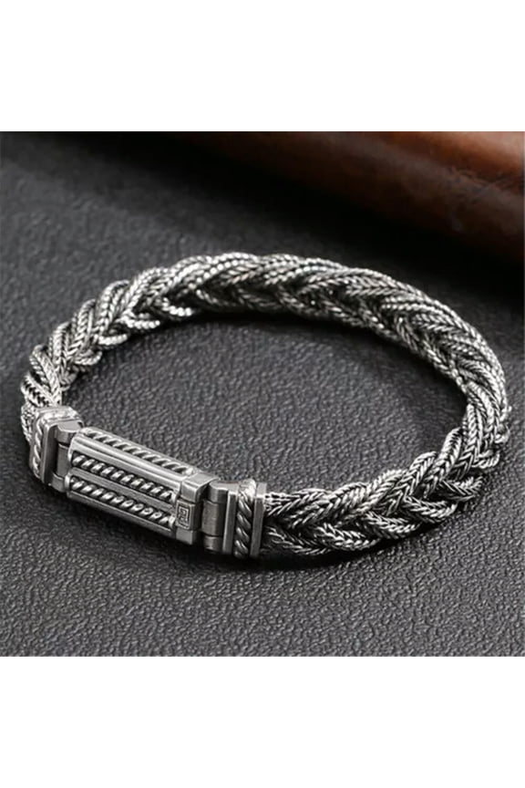 Real S925 Sterling Silver Bracelet Women Men Vintage Wider Bradiad Wheat Link -21cm/8.26inch-36-38g