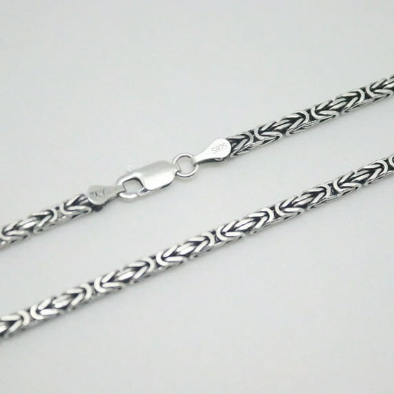 K-KED Real S925 Sterling Silver Chain Men Women 2.8mm Byzantine Link Necklace 20inch