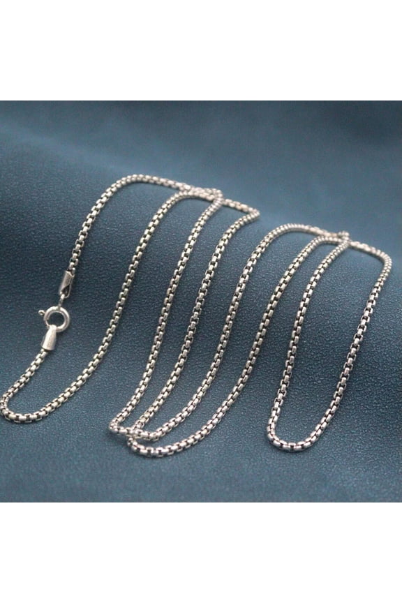 Real S925 Sterling Silver Chain Men Women 2mm Round Box Link Necklace 28inch L