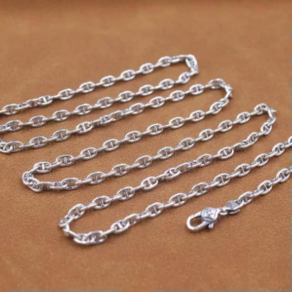 K-KED Real S925 Sterling Silver Chain Men Women 3.5mm Anchor Link Chain Necklace -65cm/26inch-18-19g