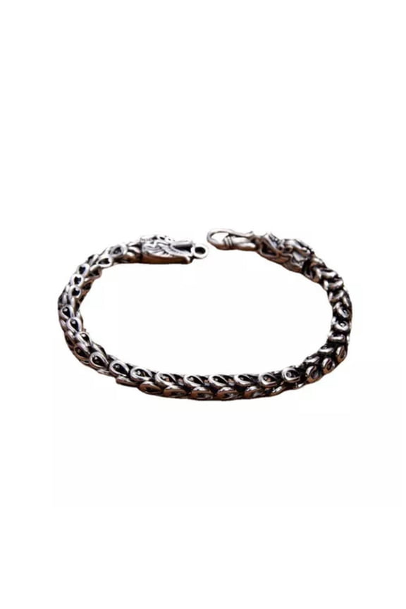 Real S925 Sterling Silver Necklace Women Men 6mm Dragon Phoenix Tail Link -7.5inch-21-22g