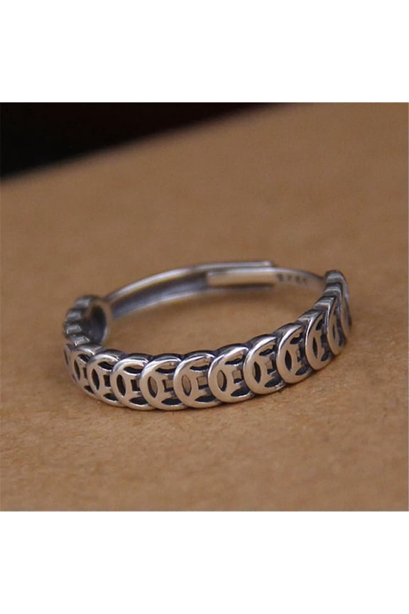 Real Solid 925 Sterling Silver Band Men Women Lucky Coin Ring Us:6-9