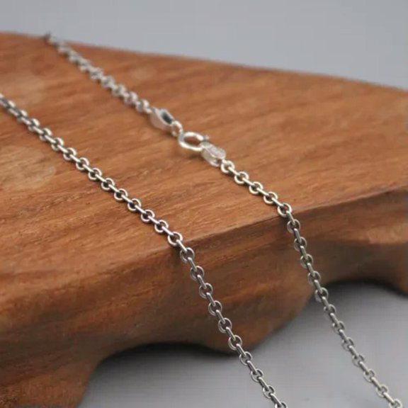 K-KED Real Solid 925 Sterling Silver Chain Lucky 2mm Circle O Link Necklace 20-24inch-20inch