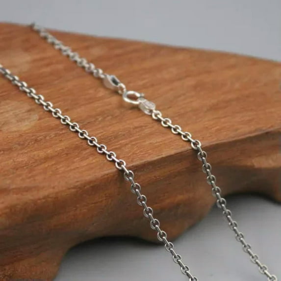 K-KED Real Solid 925 Sterling Silver Chain Lucky 2mm Circle O Link Necklace 20-24inch-24inch