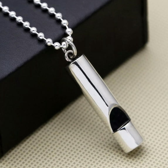 K-KED Real Solid 925 Sterling Silver Lucky Glossy Round Column Whistle Pendant