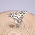 thumbnail image 1 of K-KED Real Sterling Silver Ring Women Hollow Pattern Lucky Silver Ring Size US 8 Gift, 1 of 5