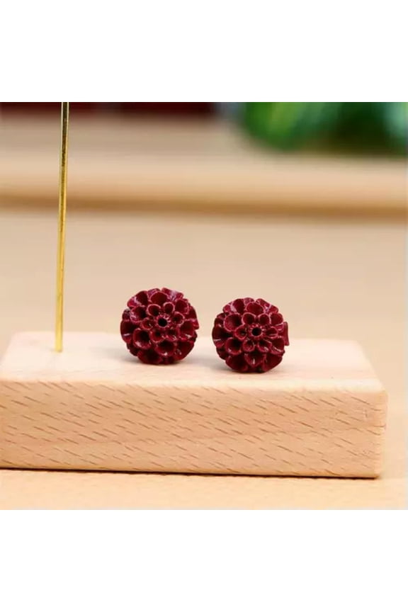 Red Cinnabar Flower Earrings Ear Studs Delicate Jewelry Women Jade 925 Silver Natural