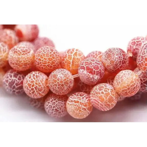 K-KED Red Fire Agate Cracked Matte Round Beads 6mm 8mm 10mm 12mm 15.5" Strand-12 mm