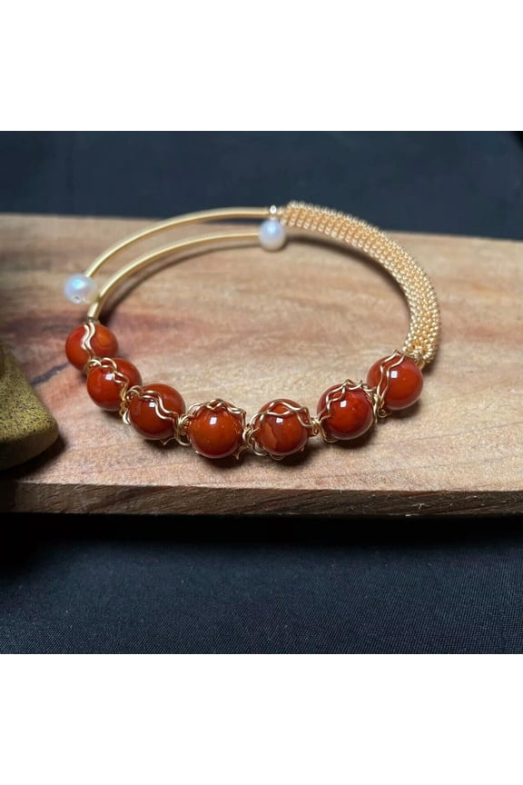 Red Jade Bracelets Stone Bangles Women Delicate Jewelry Natural 925 Silver Chalcedony