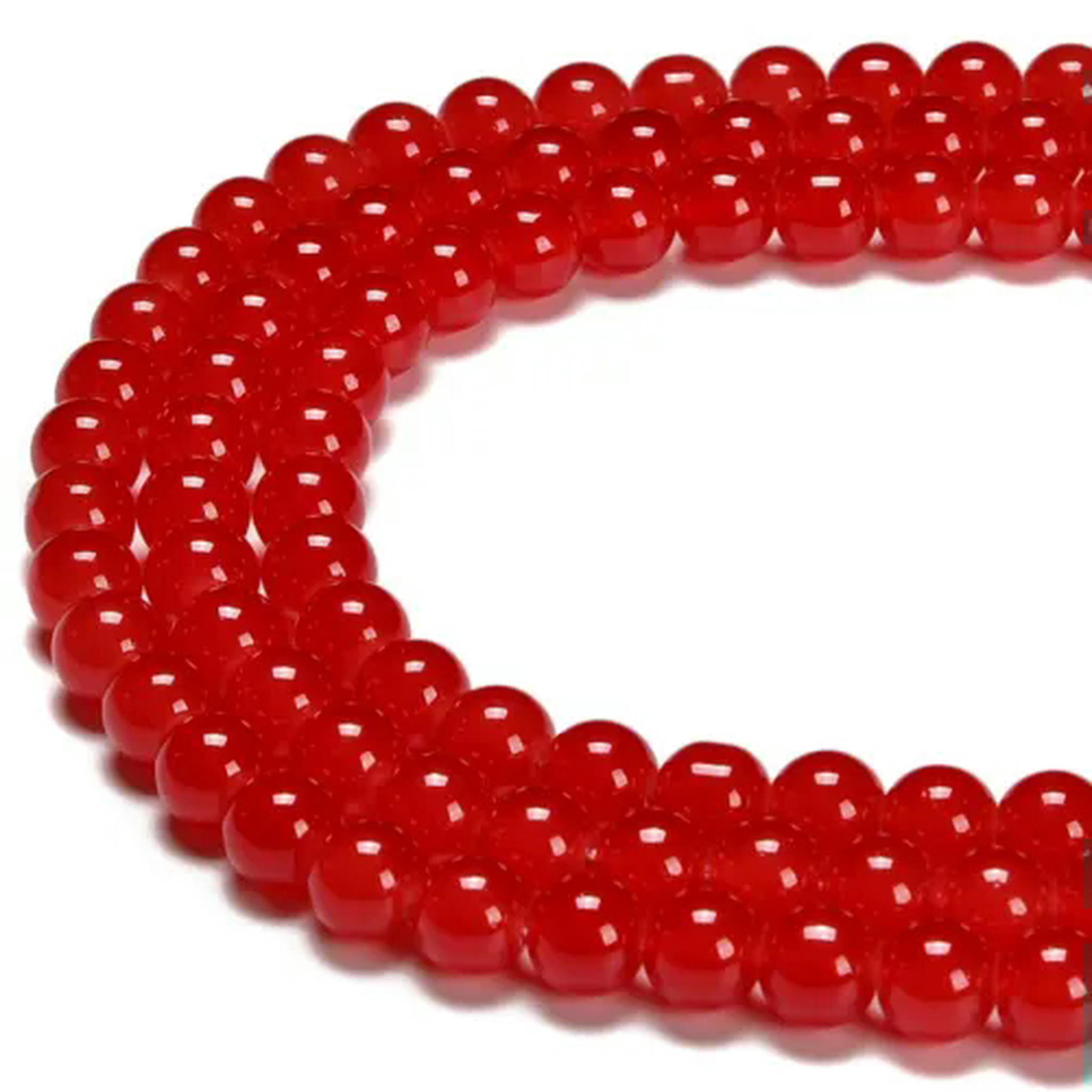 Red 4574 K-KED Red Jade Crystal Smooth Round Beads Size 6mm 8mm 10mm 15.5 ...