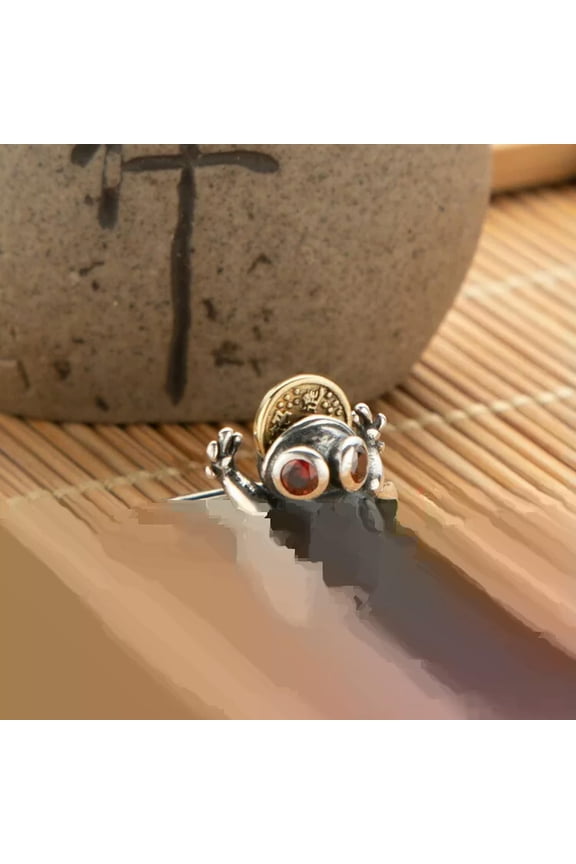 Red Jade Golden Frog Rings Natural Delicate Jewelry 925 Silver Women Adjustable Ring-default