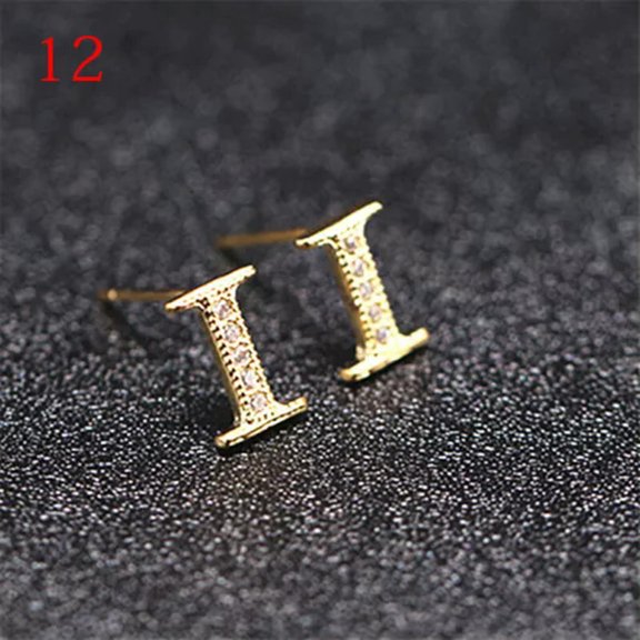 K-KED Retro Initial 26 English Letter Earrings Geometric Simple Ear Stud Delicate Jewelry Gift-I-e240