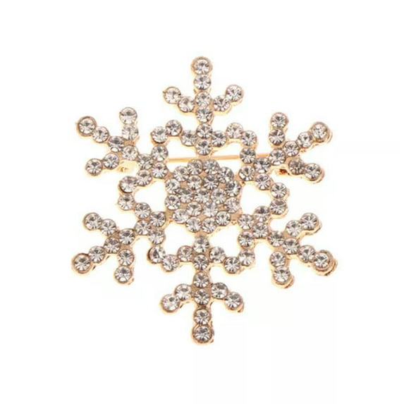 K-KED Rhinestone Inlaid Snowflake Shaped Brooch Alloy Brooch Delicate Jewelry Accessor-lq_-gold