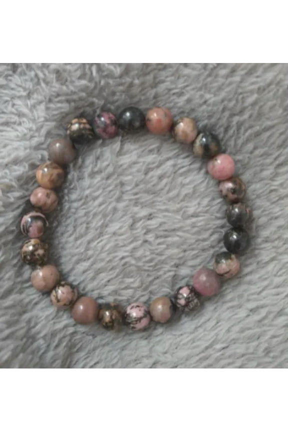 Rhodonite Crystal Healing 6mm 8mm 10mm Bead Bracelet 7.5"AAA-6 mm